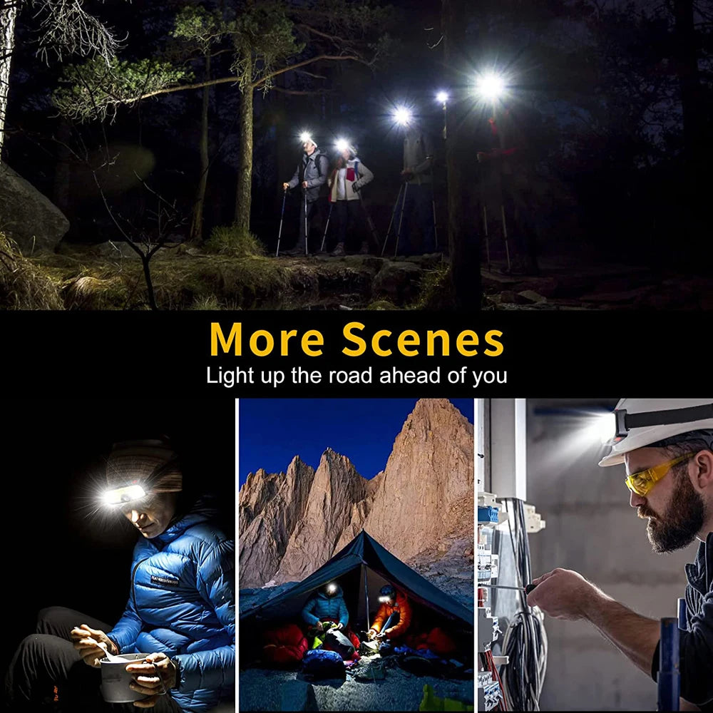 Rechargeable COB LED Headlamp Powerful Emergency Lantern for Outdoor Night Working Camping Supplies