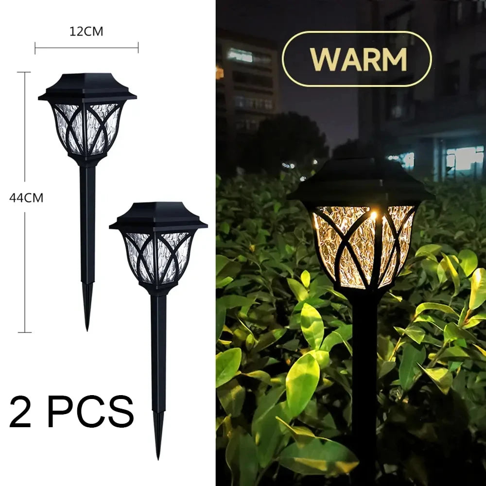 LED Solar Lawn Lights 2pcs/Lot Outdoor Waterproof Warm Light Garden Courtyard Walkway Path Villa Landscape Projection Lamps